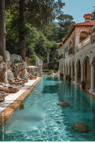 A luxury spa and resort designed with elegant dalmatian aesthetics.