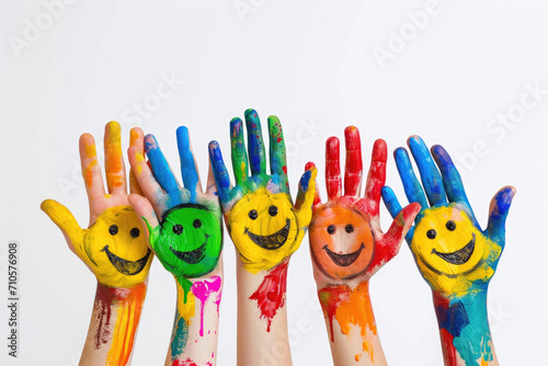 Hands with Grinning Smiles on white background