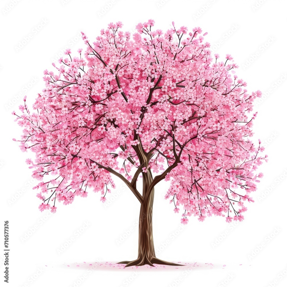 Cherry blossom spring tree icon on white background 