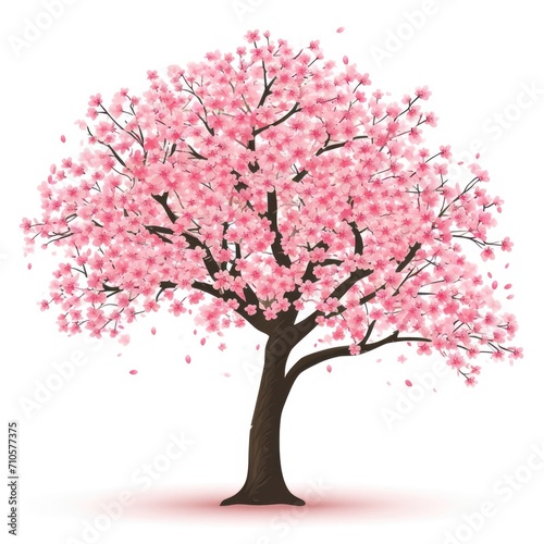 Cherry blossom spring tree icon on white background © Web