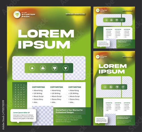 Market Growth Complete Marketing Templates - Flyer Template, Social Media Post Template, & Story template - Mango Green Gradient Style 3