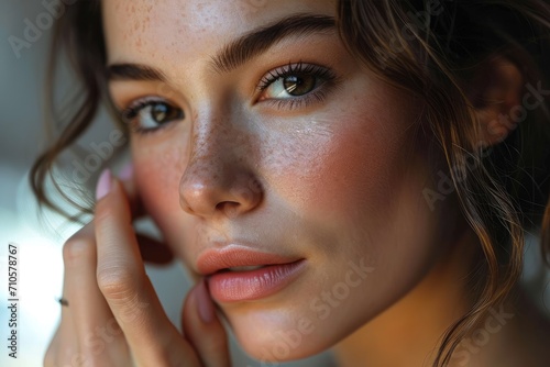 Beauty portrait of a young woman with natural makeup.