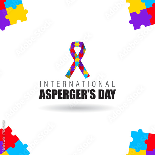 Vector illustration of International Asperger Syndrome Day social media feed template