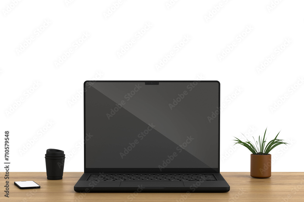 Fototapeta premium Laptop on wooden Table