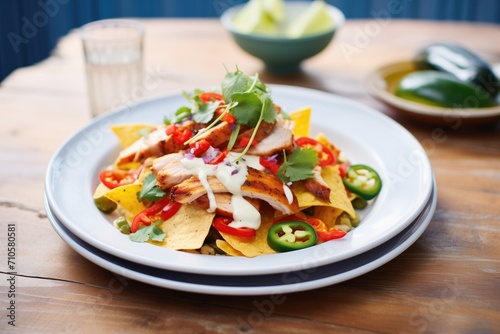 nachos with grilled chicken and bell peppers