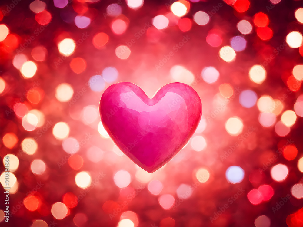 Valentine's day background with heart on bokeh lights