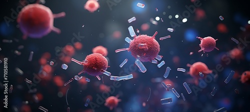 Illustration of bacteria demonstrating the concept of antimicrobial resistance to antibiotics photo