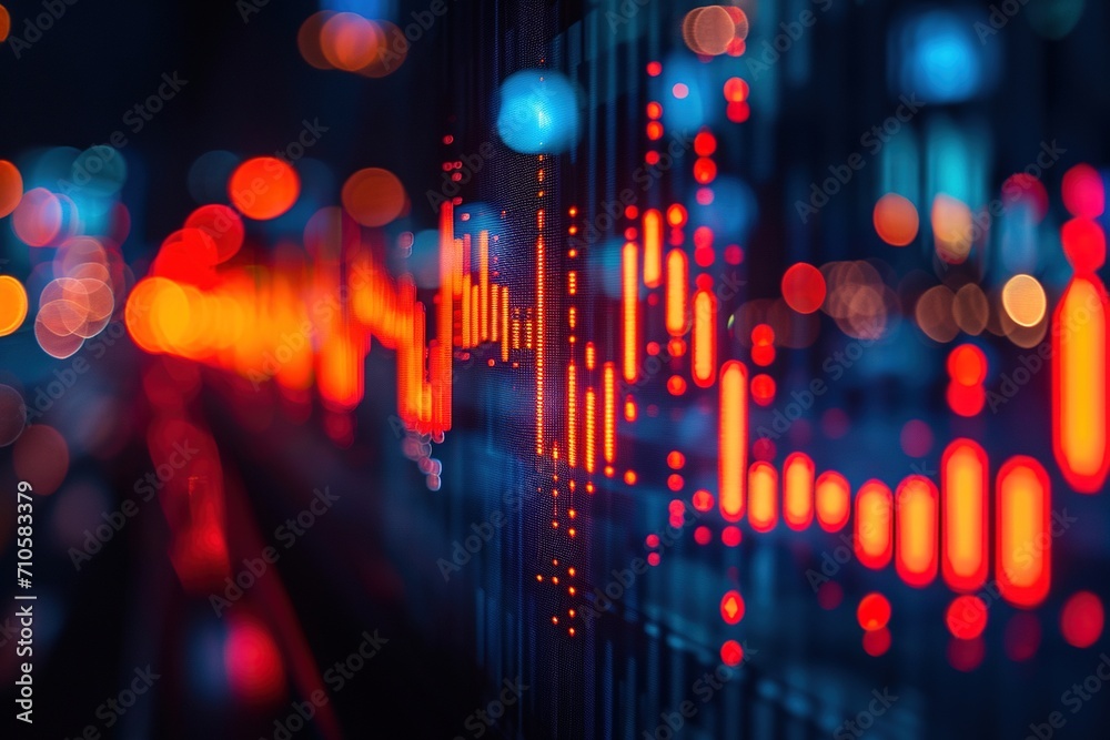 Stock market chart lines and financial graphs on technology abstract background represent a financial crisis and financial meltdown—technology concept, trading market concept.