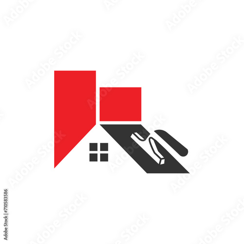 Home plastering logo design vector.