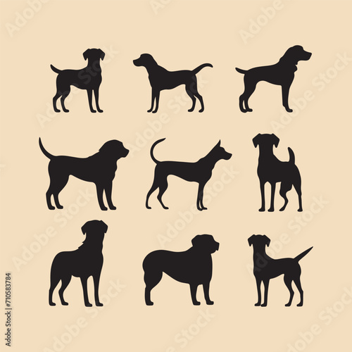 silhouette Buddy dog set Clipart