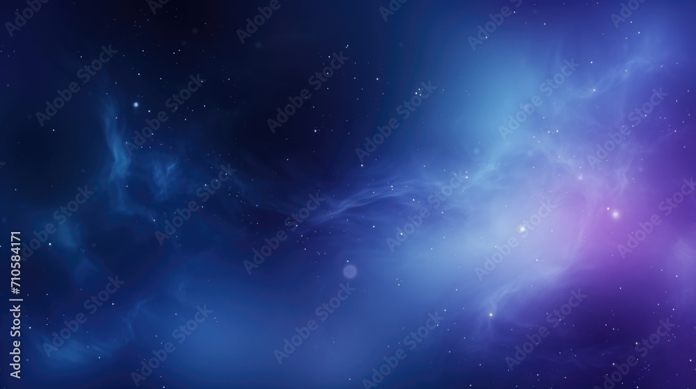 Ethereal cosmic nebula with stars in shades of blue and purple background