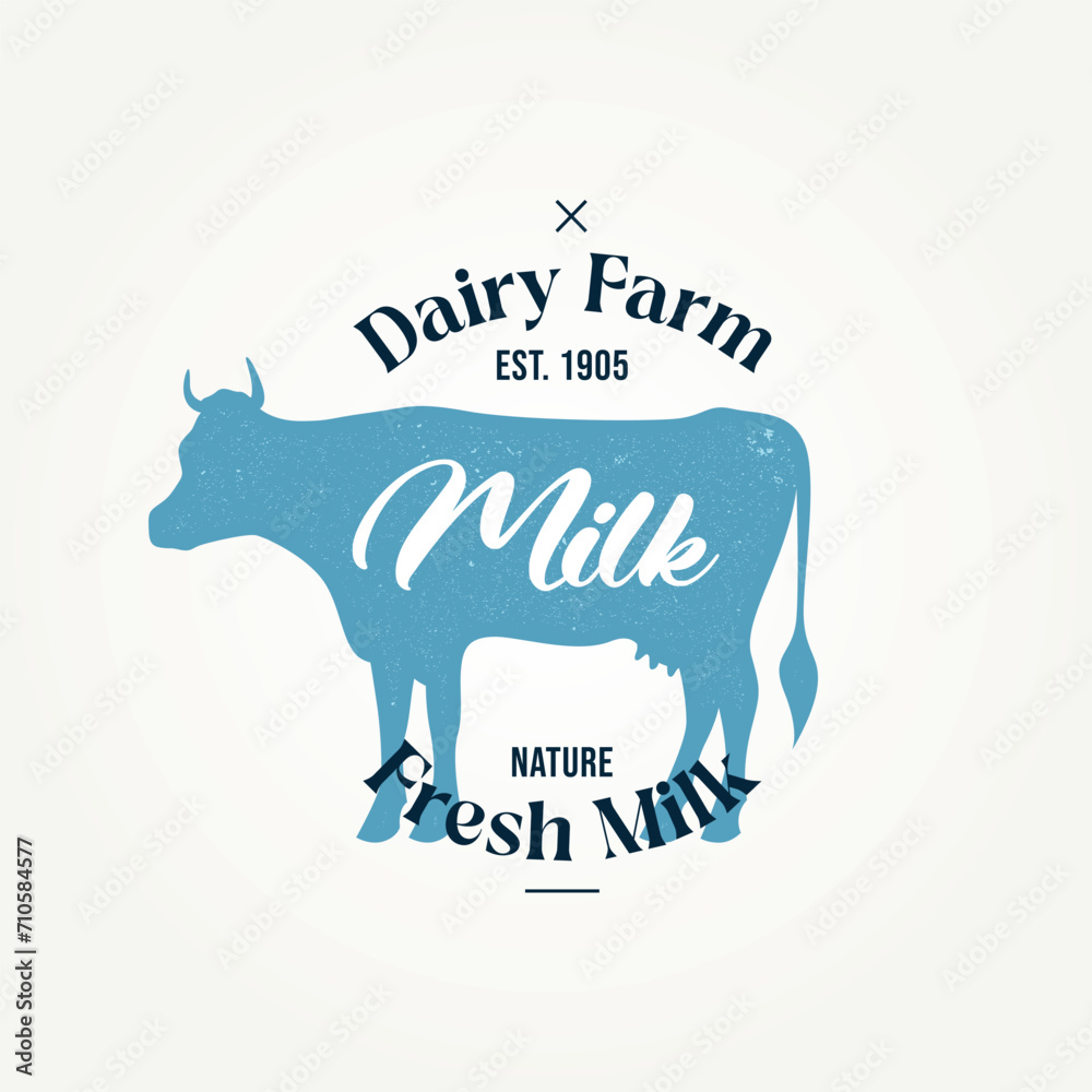 vintage dairy farm fresh milk icon logo template vector illustration design