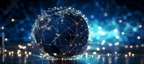 Worldwide communication network on a globe, symbolizing global reach and instant connections photo