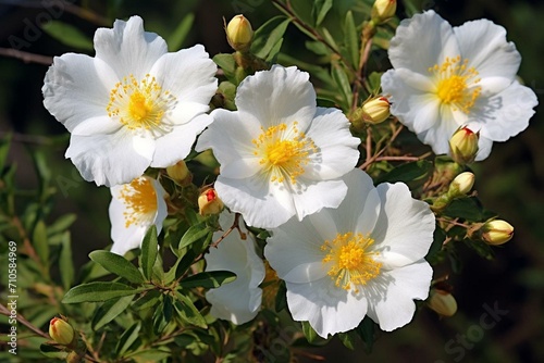 Clear png labdanum blossom, also called gum rockrose or cistus ladanifer. Generative AI photo
