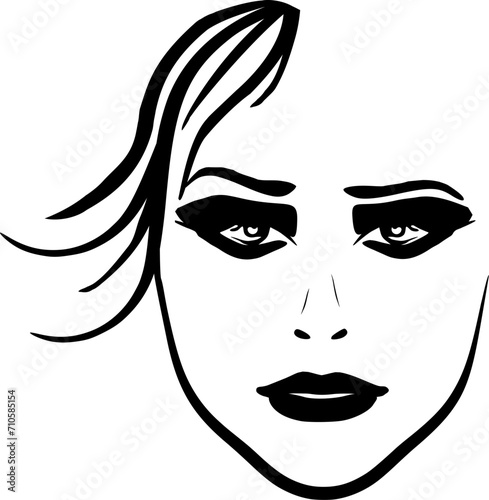 Vektor Frau - Konturen eines jungen weiblichen Gesichts - Make-Up und Schminke