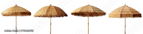 Straw Beach Umbrella Isolated on white Background PNG photo