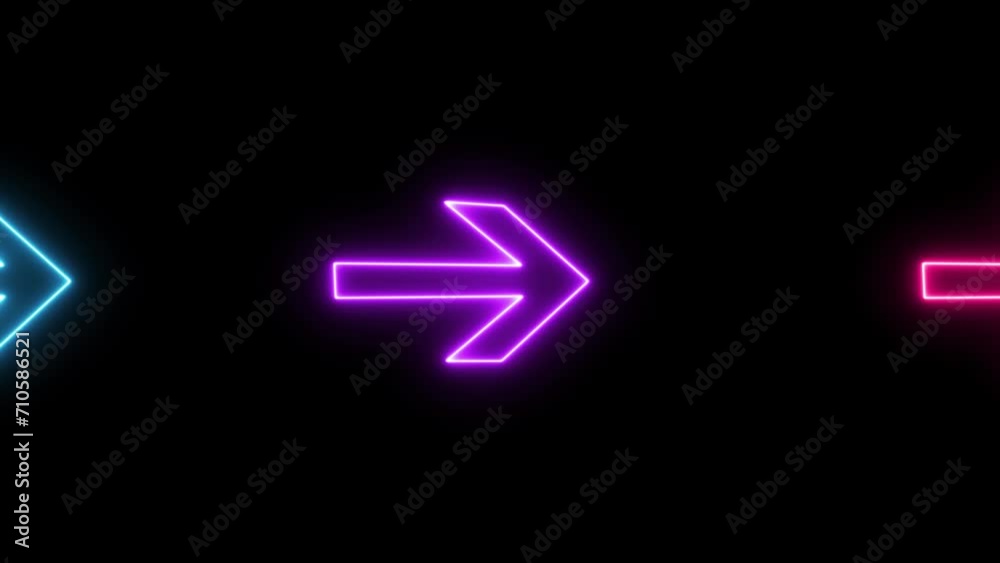 Abstract directional neon arrow icon and loop loading animation background Abstract directional neon arrow icon and loop loading animation background