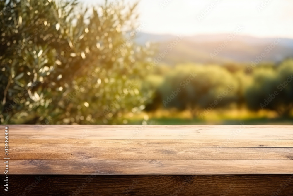 Empty wooden table on blurred natural background of olive garden. Mockup for your design, product advertising
Empty wooden table on blurred natural background of olive garden. Mockup for your design, product advertising
