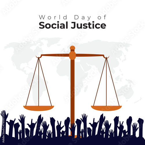 Vector illustration of World Day of Social Justice social media feed template
