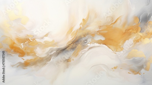 A mesmerizing fusion of white and golden hues, swirling and blending to form an abstract liquid symphony of pure elegance.