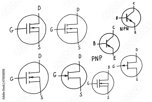 pnp transistor schematic symbol vector illustration photo