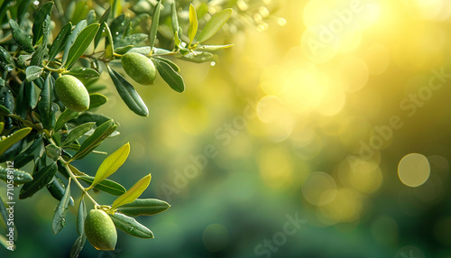 green olives on the tree with green background © Susana