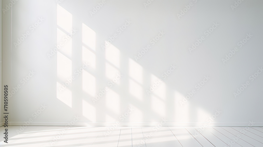 A Window shadow on wall , Minimalistic style, Summer season. - obrazy, fototapety, plakaty 