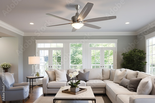 ceiling fan installation in a residential living room photo