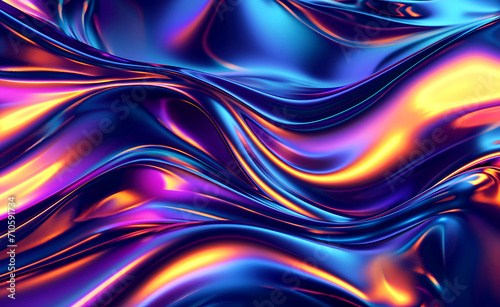 Elegant Metallic Waves: Pink and Blue Fluid Abstraction