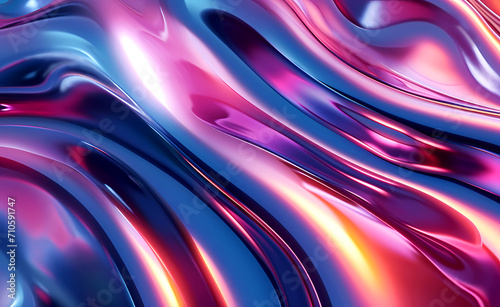 Elegant Metallic Waves: Pink and Blue Fluid Abstraction
