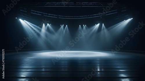 Artistic performances stage light background with spotlight illuminated the stage for contemporary dance. Empty stage with monochromatic colors and lighting design. Entertainment show.