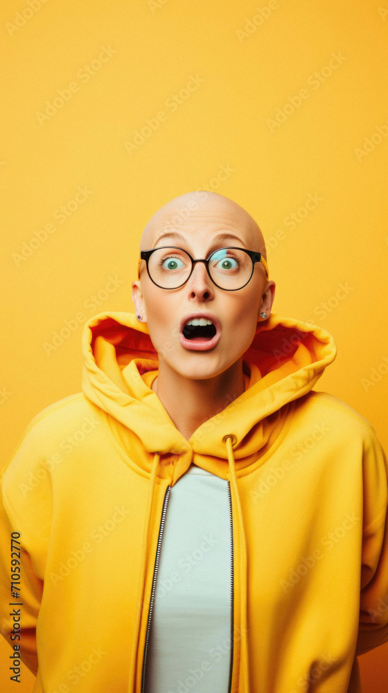 Fototapeta premium Portrait of young woman with surprised expression.