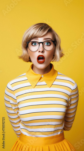 Shocked woman in glasses