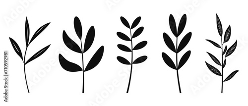 Black and White Vector Leaf Icons for Environmental Projects and Design