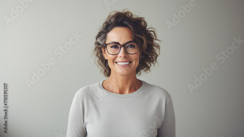 Middle age woman smiling confident standing at the office photo
