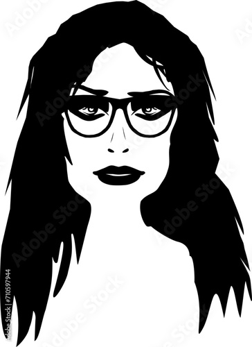 Vektor Silhouette Frau mit Brille - Weibliches Gesicht mit Make-Up