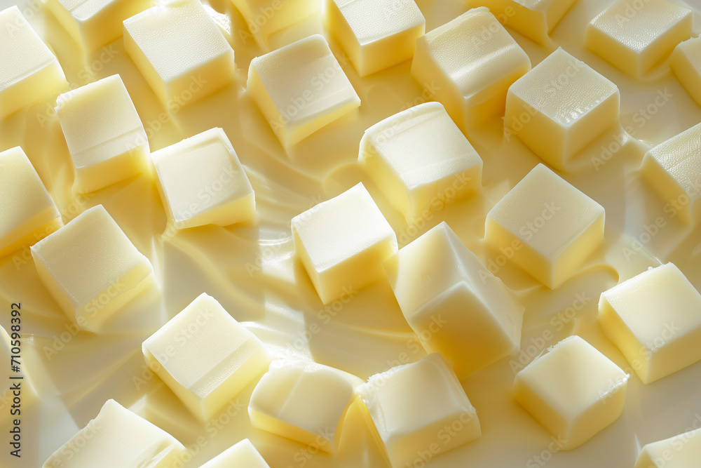Melting Butter Cubes Close-Up Texture Melting Butter Cubes Close-Up Texture