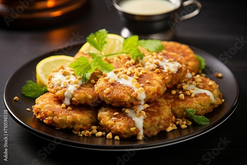 Indian snack perfection Sabudana wada served with a delectable chutney
