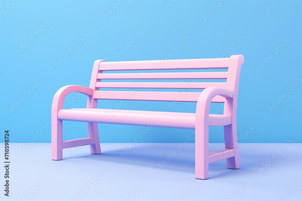 3d rendering minimal Bench in colorful pastel concept on pink background