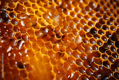 Detailed Close-up View of Honeycomb Texture