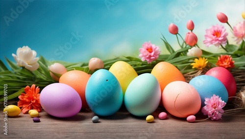 Easter Day background with a colorful eggs