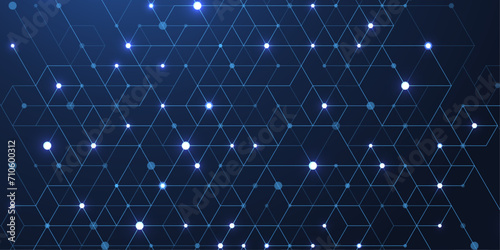 Modern technology vector illustration with square grid. Technology banner template cubes texture. Digital geometric abstraction with lines and dots