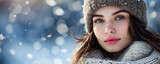 Beautiful brunette hair girl in winter clothes, ai technology