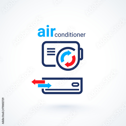 Air conditioner logo lines style illustarion. Elements conditioning. Vector icons