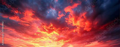 Dramatic red sky at sunset useful as a background, ai technology