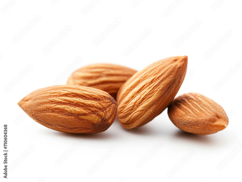 Almonds isolated on white background. Minimalist style. Almonds isolated on white background. Minimalist style.