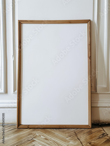 empty frame  white room with wooden floor