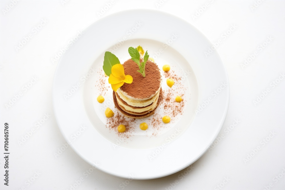 tiramisu with cocoa powder topping on white plate tiramisu with cocoa powder topping on white plate
