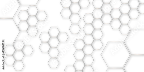 Abstract background with seamless geometric pattern . Geometry pattern hexagon. Hexagonal netting. seamless background with 3d illustration. structure futuristic white background and Embossed Hexagon.
