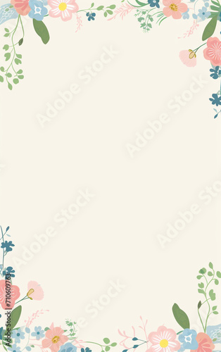 page with straight lines to write and cute tiny floral around the border's created with Generative Ai
